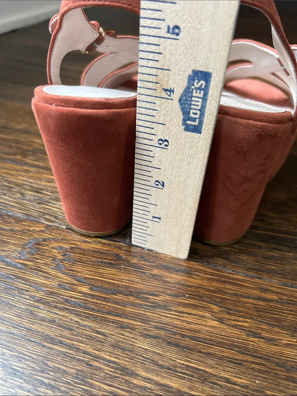 Suede Slingback Platform Sandals in Rust. 9